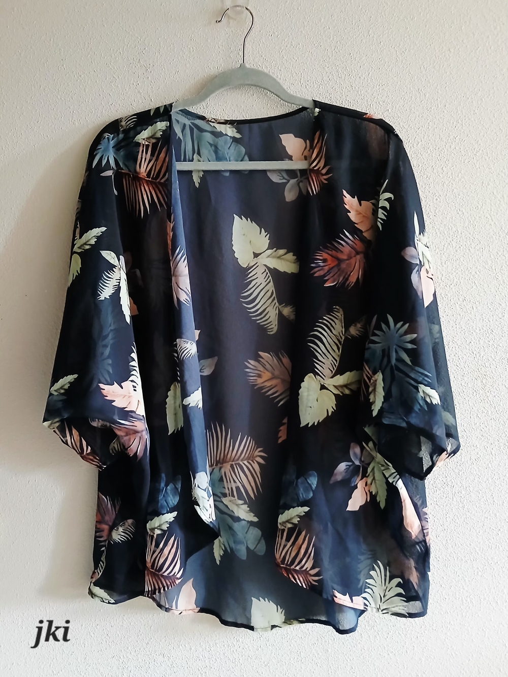 Floral Sheer Swim Cover-Up Oversized Open-front